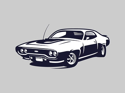 Plymouth GTX 1971 american automotive car classic design garage illustration muscle old plymouth retro speed vector vehicle vintage
