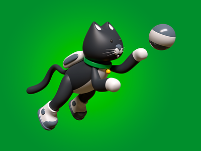 Space Cat 3d 3dart b3d ball blender cat cycles design game illustration jump pendant render shoes sneakers space up web