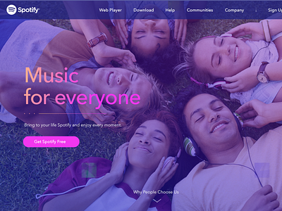 Spotify - Design Concept for Main Page creative design designer inspiration interface music musicplayer player spotify ui uiuxdesign userinterface ux web webdesign webdesigner
