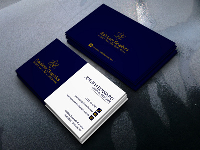 BlueWhite Business Card blue businesscard corporate gold simple white