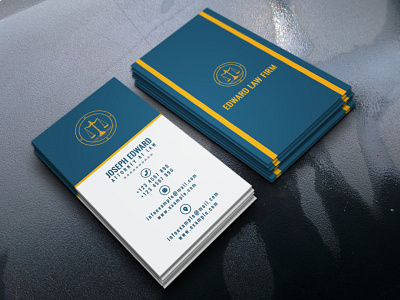 Lawyer Business Card attorney law blue business card card corporate gold lawyer minimal simple white yellow