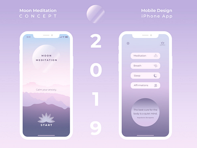 Moon Meditation App mobile flat meditation