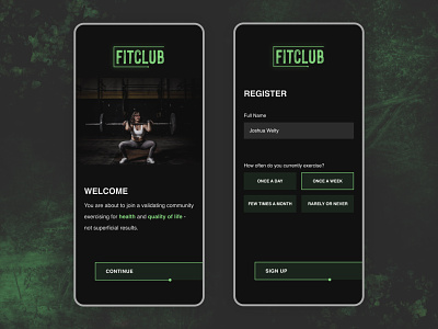 Fitness App Onboarding Concept brutalism dailyui figma fitness neon onboarding ux