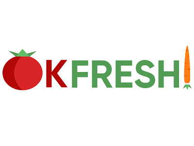 OK Fresh A branding carrot design green icon illustration logo non profit produce red resource tomato vector