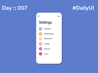 #DailyUI/Day 7 - Settings