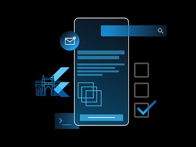 Flutter Mumbai August Meetup 2020 poster line art