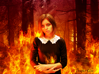 Spell of Fire art female fire photomanipulation spell