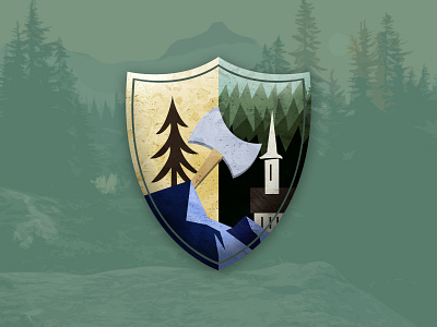 Nature Badge axe badge forest geometric illustration minimal nature trees