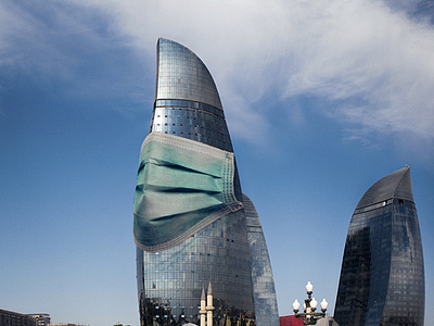 Corona Virus in Baku #StayHome azerbaijan baku corona coronavirus flame towers mask photomanipulation virus
