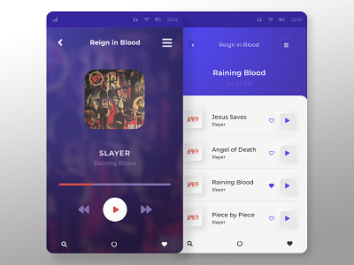 MP3 Player Mobile Application | Dark Mode app app design application application design metal mobile mobile app mobile app design mobile design mobile ui mp3 mp3 player music music app music art music player slayer soft ui ui ux