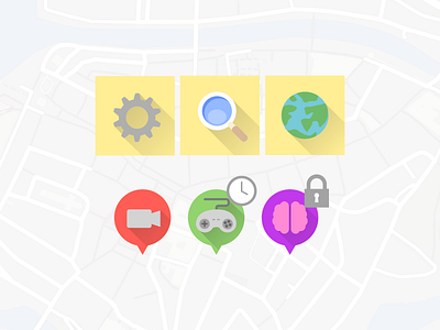 Icons for serious gaming app app colorful flat game icons map serious gaming