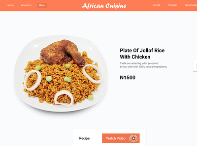African Cuisine Menu illustration ui ui design web