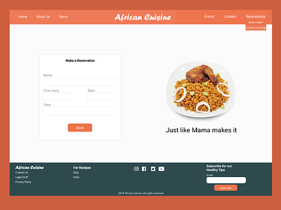 African Cuisine Reservation design ui ui design web