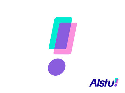 Alstu! Logo Proposal 02 for Dutch Reviews Website colors colorful green purple exclamation point graphic design grid geometry geomtric logo mark symbol icon overlay type text custom review reviews product products the netherlands dutch