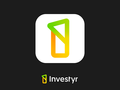 Investyr Logo Exploration 02 (Unused for Sale) app application android ios arrow rise progress tech brand identity branding direction up right upwards for sale unused buy guidance guide manager advice letter i type text logo mark symbol icon modern gradient path shadow money investment strategy stocks mutual funds wealth increase