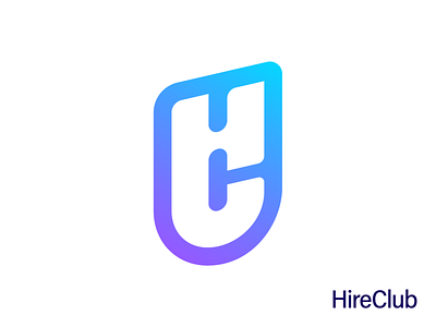 HireClub Logo Design (HC Monogram) brand identity branding business social media web hire hr hiring department letter h c combination logo mark symbol icon people group team purple gradient tech technology