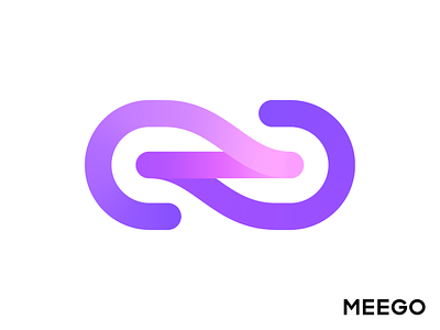 Meego Logo Exploration 01 for Software Product brand identity branding connection link chain unite gradient modern neon glow logo mark symbol icon platform integration middleware tech techy technology type typography text custom unity merge path 3d