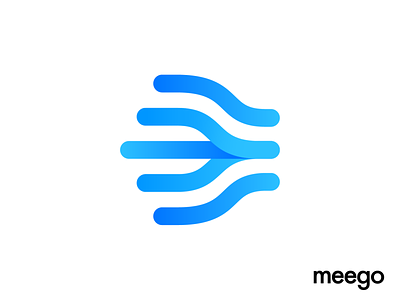 Meego Logo Exploration 02 (Unused for sale) brand identity branding connection link chain unite for sale unused buy gradient modern neon glow logo mark symbol icon paths lines shadow center platform integration middleware software product it tech techy technology unity unite merge path