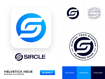 Letter S Mark Exploration (Unused for Sale) brand identity branding circle round rounded circular grid badge blue gradient it software company startup logo mark symbol icon style guide button colors tech technology digital type typography text custom