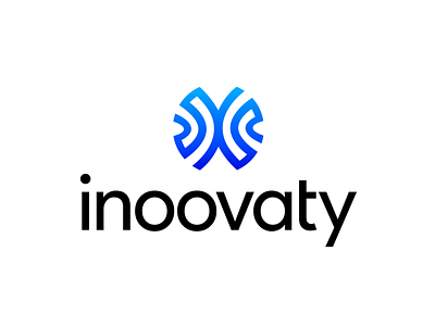 Inoovaty Logo Exploration 04 (Unused for Sale) abstract form shape round brand identity branding for sale unused buy it tech programming software lines world colliding balance logo mark symbol icon team expert enterprise big two sided mirror reflect type typography text custom