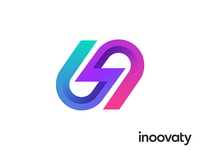 Inoovaty Approved Logo Design for IT Company architecture brand identity branding cloud cloud architecture soft software innovation idea concept deliver logo mark symbol icon shadow gradient colorful thunder bolt connectivity unity two worlds colliding together type typography text custom wordmark