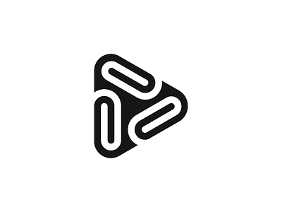 Abstract Logo Exploration (Unused for Sale) abstractionism black and white brand identity branding company for sale unused buy line path logo mark symbol icon monochrome negative space office paper clip play media shape vector