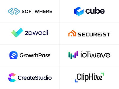 Logotype Collection for Tech Startups (Part Two) animation video brand identity branding company cube digital house safe security it letter c letter w logo mark symbol icon media modern resume startups tech technology type typography text custom wave wordmark text