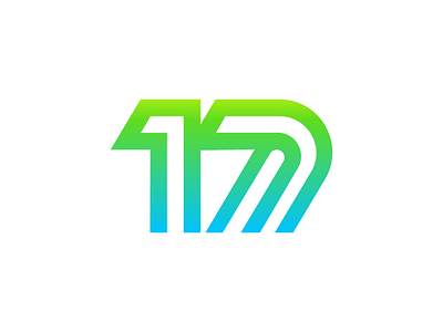 Number 17 Logo Warm Up (Unused for Sale) brand identity branding digits for sale unused buy fresh green gradient line lines logo mark symbol icon modern number nr no path social media solid startup tech it thick