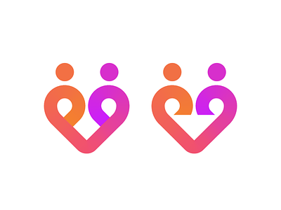 Couple / Relationship / Heart Logo Explorations (SOLD) app body brand identity branding dating date gradient group couple heart connection logo mark symbol icon love passion man match modern people human soulmate tech woman