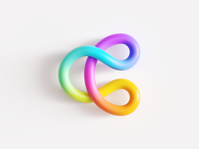 Connection / Unity / Letter C Logo 2D to 3D 3d object app ios android navigation brand identity branding cinema 4d circle circles round friendly curves path color colorful for sale unused buy group team community together logo mark symbol icon mix mixed gradient colors rainbow happy pride positive tech technology cyber computer type typography text custom