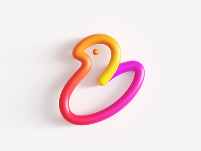 Birdie 2D to 3D Logo bird fly brand identity branding digital social media for sale unused buy forest forest tropical nature wildlife logo mark symbol icon modern gradient nature path line gradient startup business tech technology tropical wildlife wings