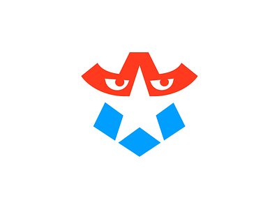 Sheriff / Star / America Logo Design (Unused for Sale) america brand identity branding desert eye eyes face for sale unused buy freedom hat law letter a logo mark symbol icon look movie negative space police order red blue shield protect solid outline usa