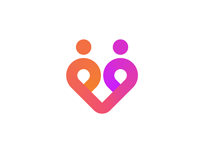 Couple / Relationship / Heart Updated Logo Exploration (Unused) body head brand identity branding connection dating date for sale unused buy gradient group couple heart connection logo mark symbol icon love passion man woman match matchmaking people human soulmate