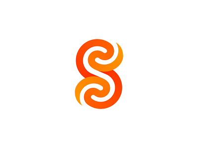 Tribal Swirl Logo Design (Unused for Sale) balance brand identity branding flow flowy for sale unused buy gradient path harmony letter s logo mark symbol icon negative space round rounded smooth startup tail tattoo tech tribal warm orange sun yin yang
