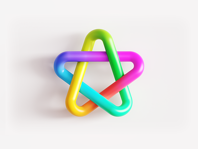 Rainbow Star 2D to 3D Logo (Unused for Sale) 3d brand identity branding celebrity famous cinema 4d color colors colorful endless loop for sale unused buy glossy logo mark symbol icon mix gradient overlap paint painting path render star tech technology unicorn