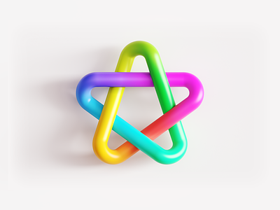 Rainbow Star 2D to 3D Logo (Unused for Sale)