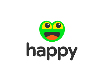 Happy Frog Logo Design (Unused for Sale) animal brand identity branding character cheer cheerful cute eye for sale unused buy forest fresh green jungle logo mark symbol icon mascot mihai dolganiuc design nature positive smile laugh mouth type typography text custom water wild wildlife