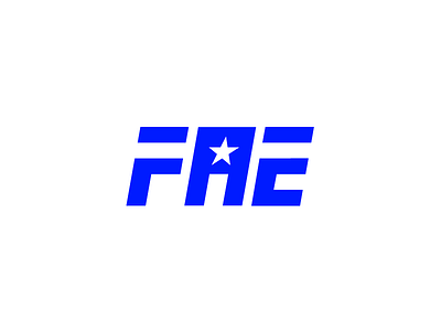 F.A.E. Logo Design angle blue grid lines mark square star text logo type