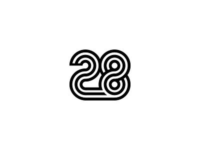 Number 28 Logo Design 28 black and white lines monogram number thick lines