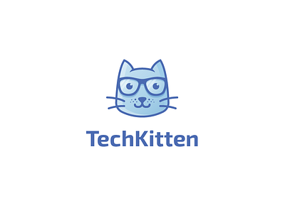 Tech Kitten Logo Design cat cat logo for sale kitten nerd science tech cat technology