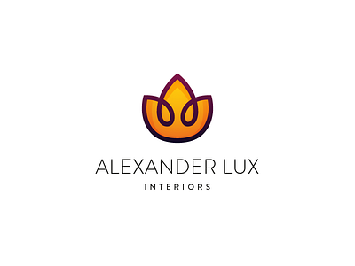 Alexander Lux Interiors Logo Design (Option 3) gold foil gold logo gradient logo interior design lotus logo luxury logo serif