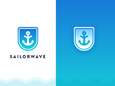 Sailorwave Logo Design anchor for sale gradient marine sailor sea sea blue water wave