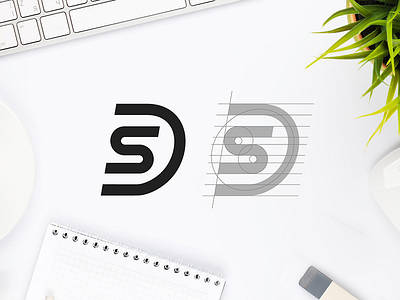 SD Logo Design + Grid Showoff iconic letter d letter s monogram round logo round shape
