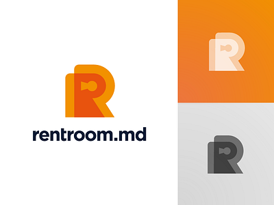 Rentroom Logo Design (Option 1) door double for rent house key letter r lock open overlay real estate rent room