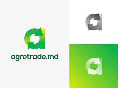 Agrotrade Logo Design (Option 1) agriculture agro arrows buy exchange for sale gradient green letter a market sell trade