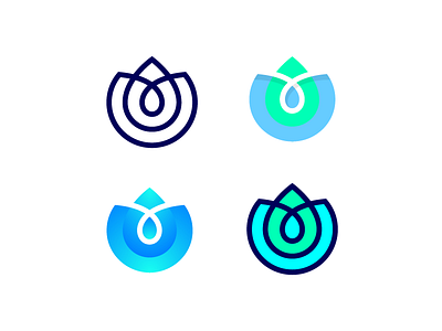 Lotus Logo Exploration green blue dark grid lines gradient solid lotus flower mark symbol clean pure water spa beauty