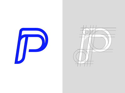 Letter P Exploration — Concept 02 blue branding identity buy sale logo custom text type geometric geometry flow grid letter p logo letter symbol lines circles typography