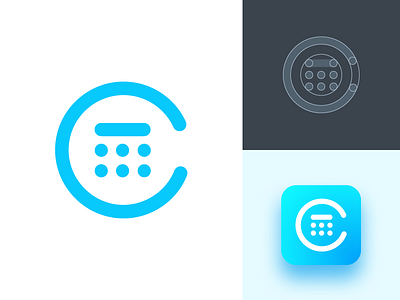 CalculatorHUB Logo Design (Grid + Variation) app icon grid golden ratio branding identity clean minimal calculator numbers stats financial report letter c type text mark symbol