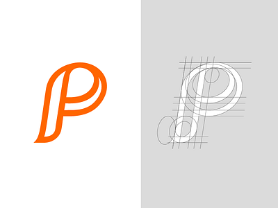 Letter P Exploration — Concept 03 branding identity buy sale logo custom text type geometric geometry flow grid letter p logo letter symbol lines circles orange typography