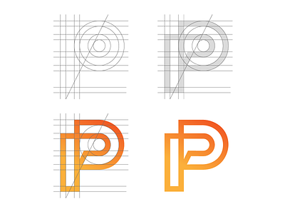 Letter P Exploration — Concept 05 branding identity buy sale logo custom text type geometric geometry flow grid letter p logo letter symbol lines circles orange gradient warm typography